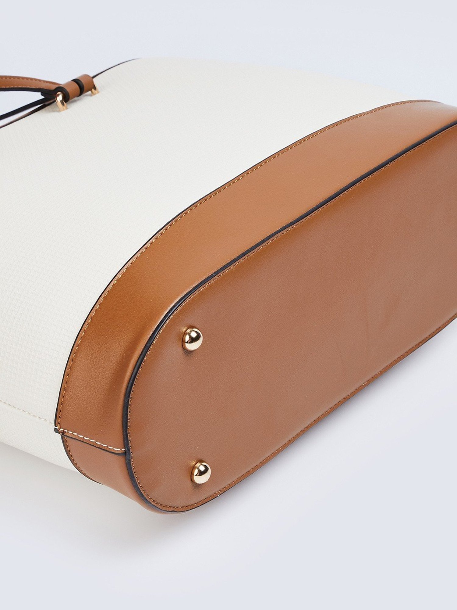 Code by Lifestyle White & Brown Textured Shoulder Handbag