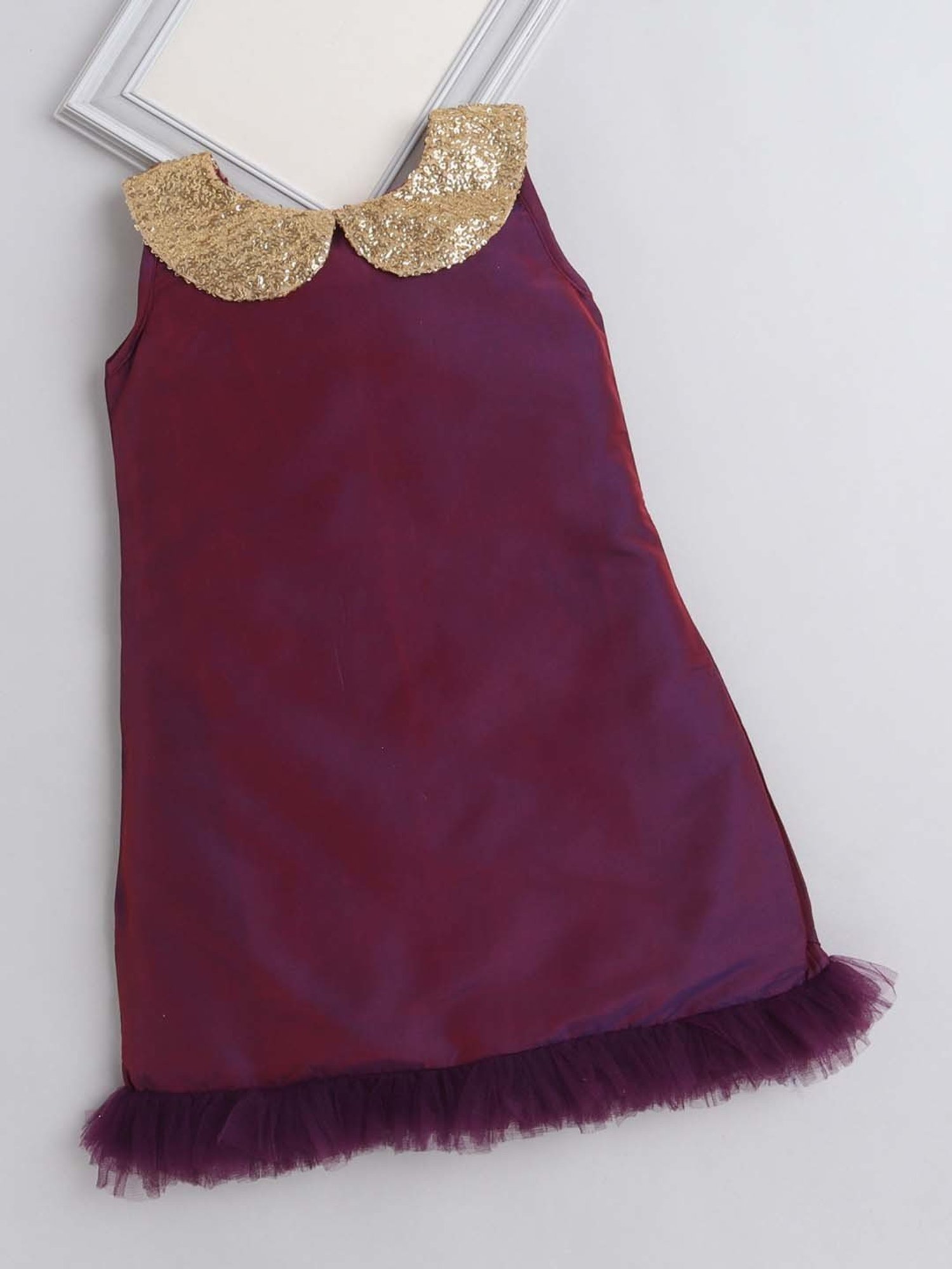 The Magic Wand Kids Wine Embellished Dress