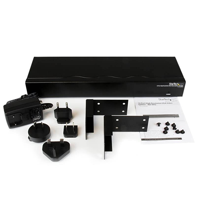 com 16 Port High Resolution VGA Video Splitter - 2048x1536 @ 60Hz VGA Splitter - AC Adapter Included (ST1216PRO) Silver