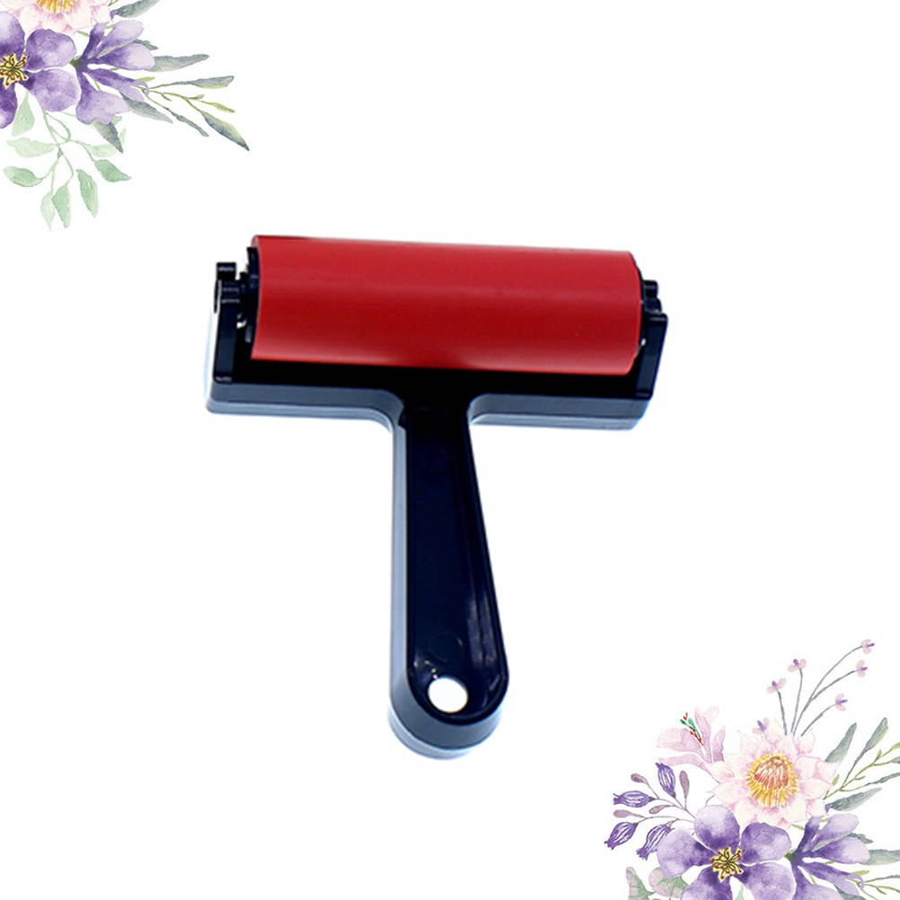 Artist Rubber Roller Brayer Handle Ink Painting Brush Scrapbooks Wallpapers Drawing Graffiti Brushes (Red Length 10cm)