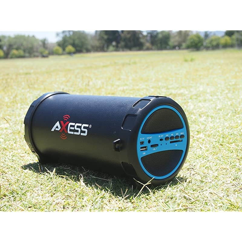 SPBT1031BL Portable Bluetooth Indoor/Outdoor 2.1 Hi-Fi Cylinder Loud Speaker with Built-In 3" Sub and SD Card, USB, AUX Inputs in Blue