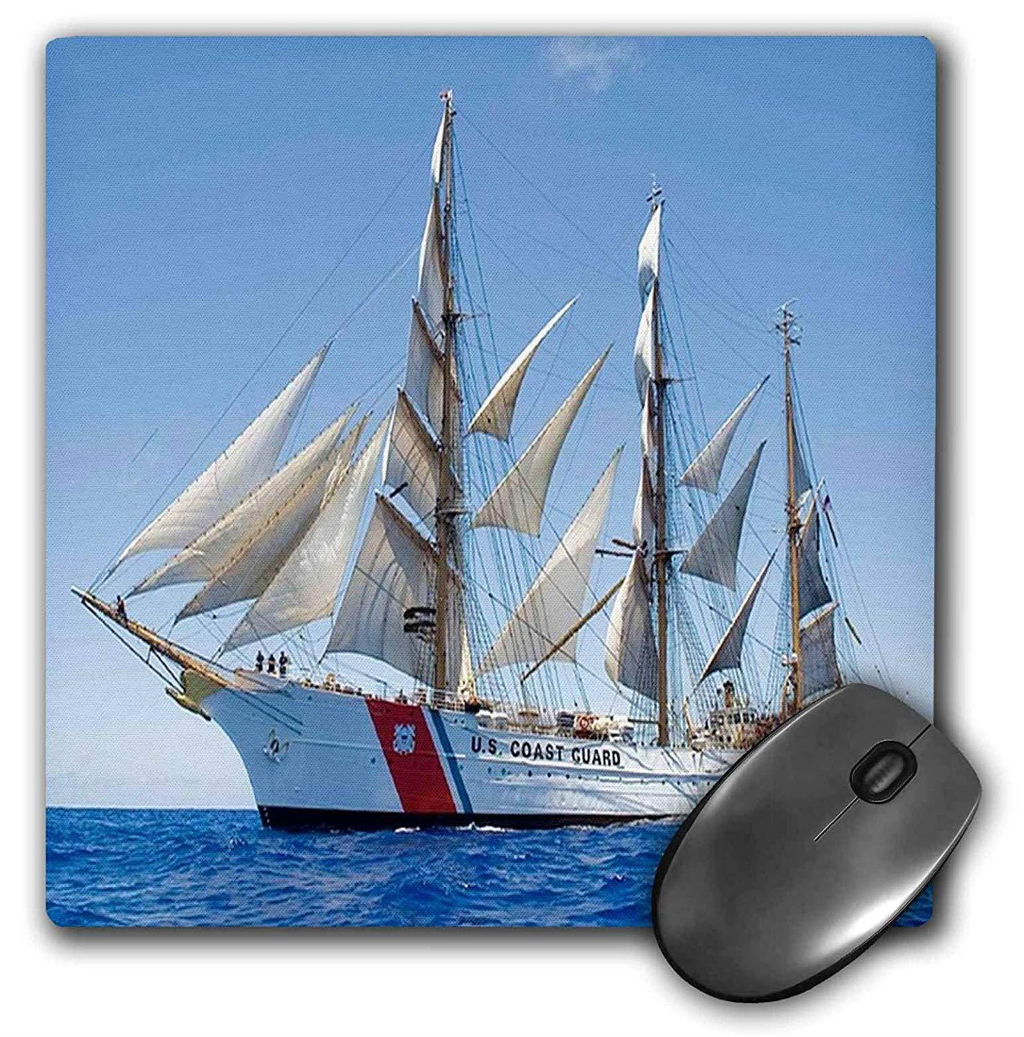 3dRose Print of Coast Guard Boat - Mouse Pad, 8 by 8 inches (mp_205037_1)
