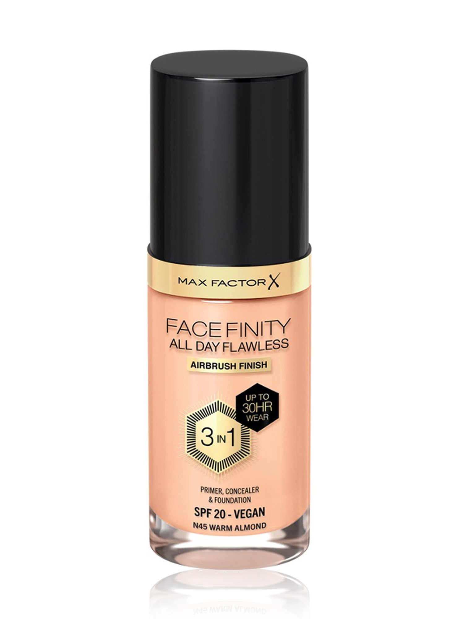 Max Factor Facefinity All Day Flawless 3 In 1 Foundation SPF 20 N45 Warm Almond - 30 ml