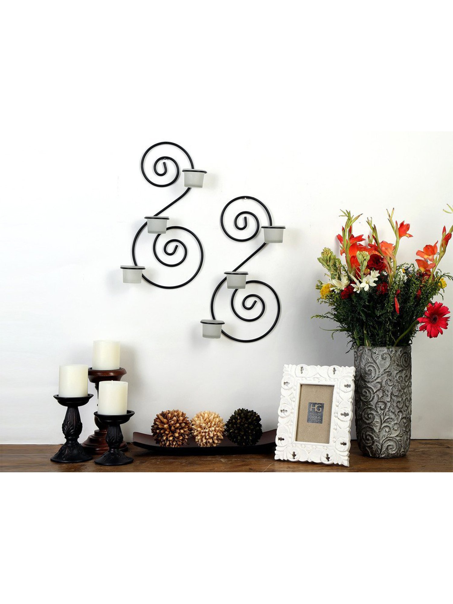 Hosley Black Matte Wall Sconce with Frosted Glasses Set of - 2