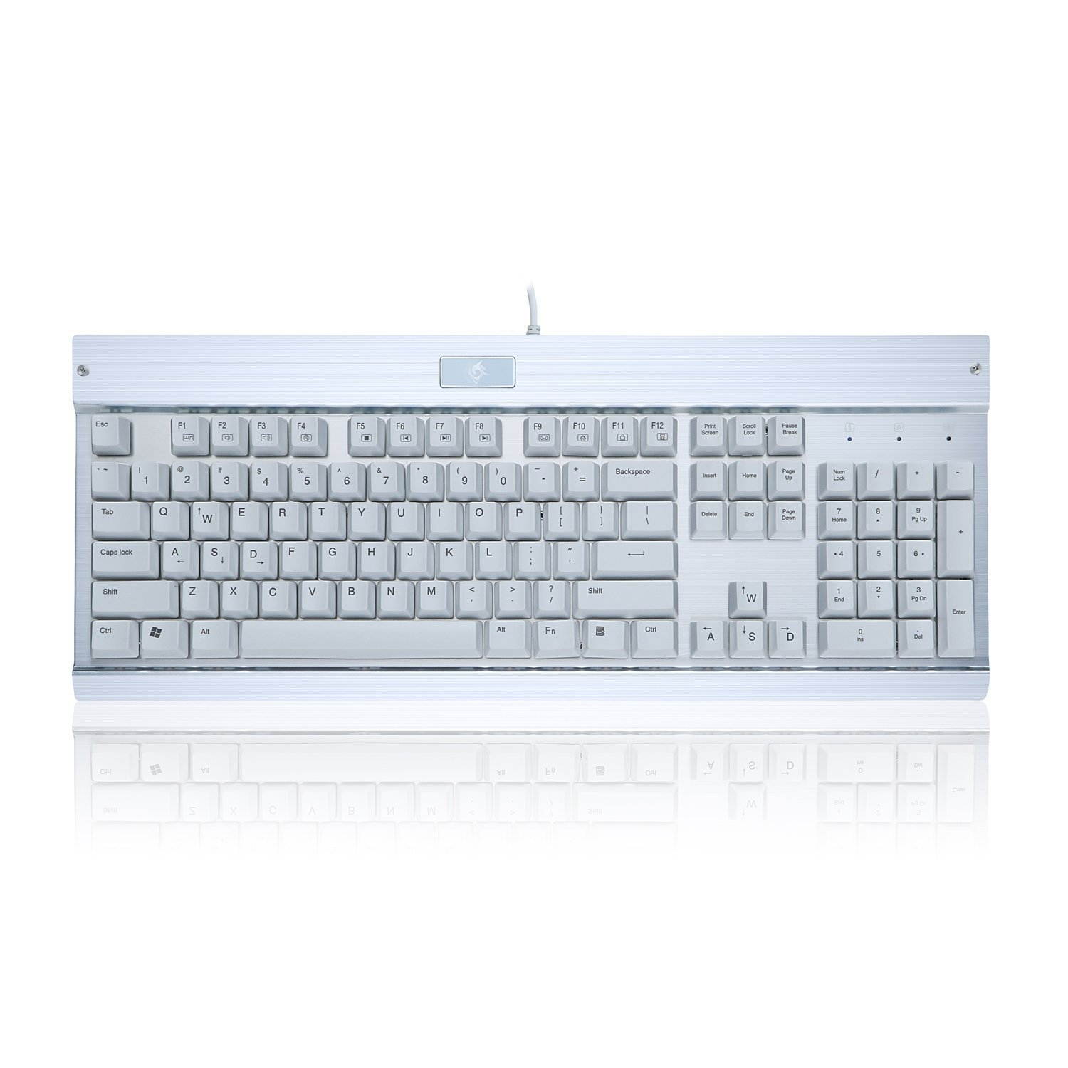 EagleTec KG011-N Mechanical Keyboard Gaming/Office with Blue switch, 104 key perfect for typing, white aluminum design (No Backlight)