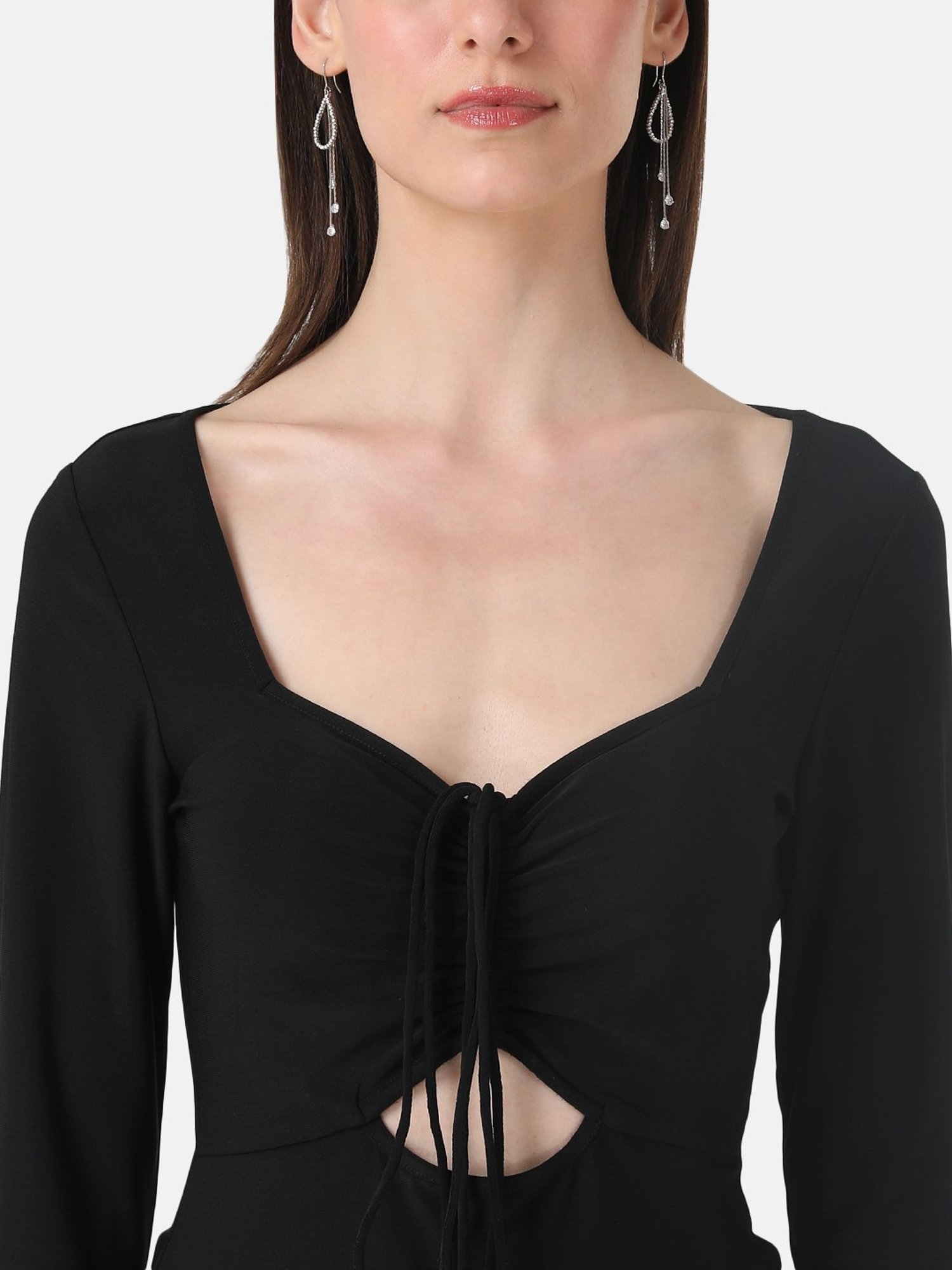 Kazo Cut-Out Ruched Tie Up Top
