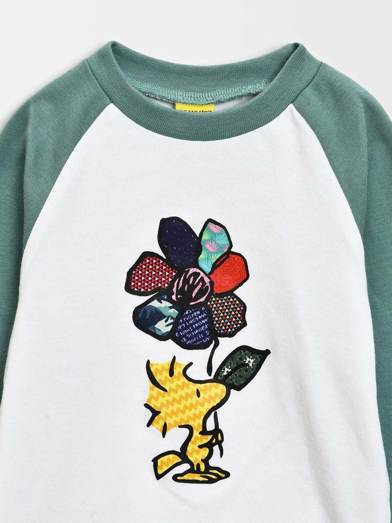 MiArcus Kids PEANUTS WINSOME White & Blue Cotton Printed Full Sleeves T-Shirt