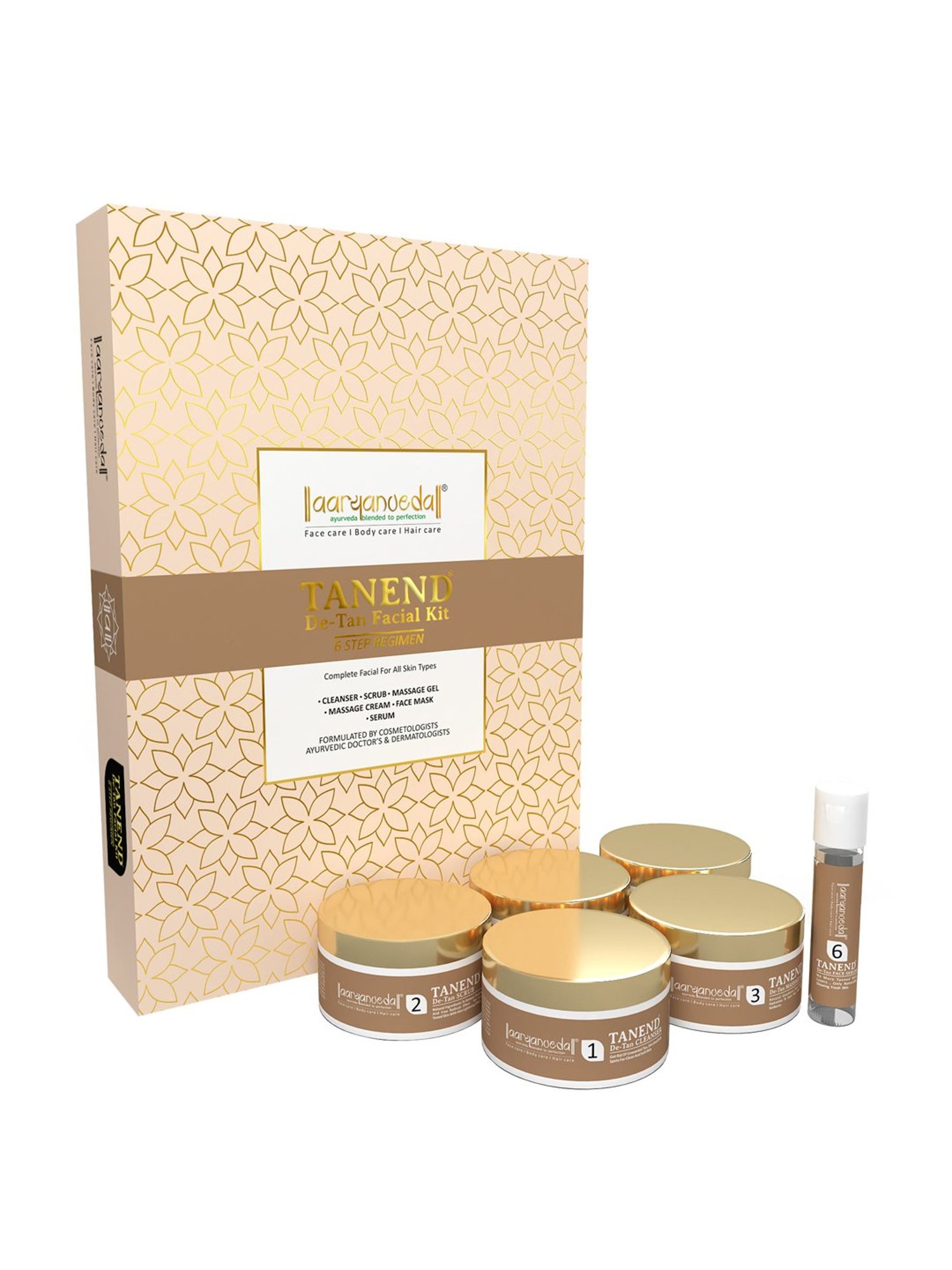 Aryanveda Tanend De-Tan Facial Kit, A Complete Solution With 6 Step Regimen