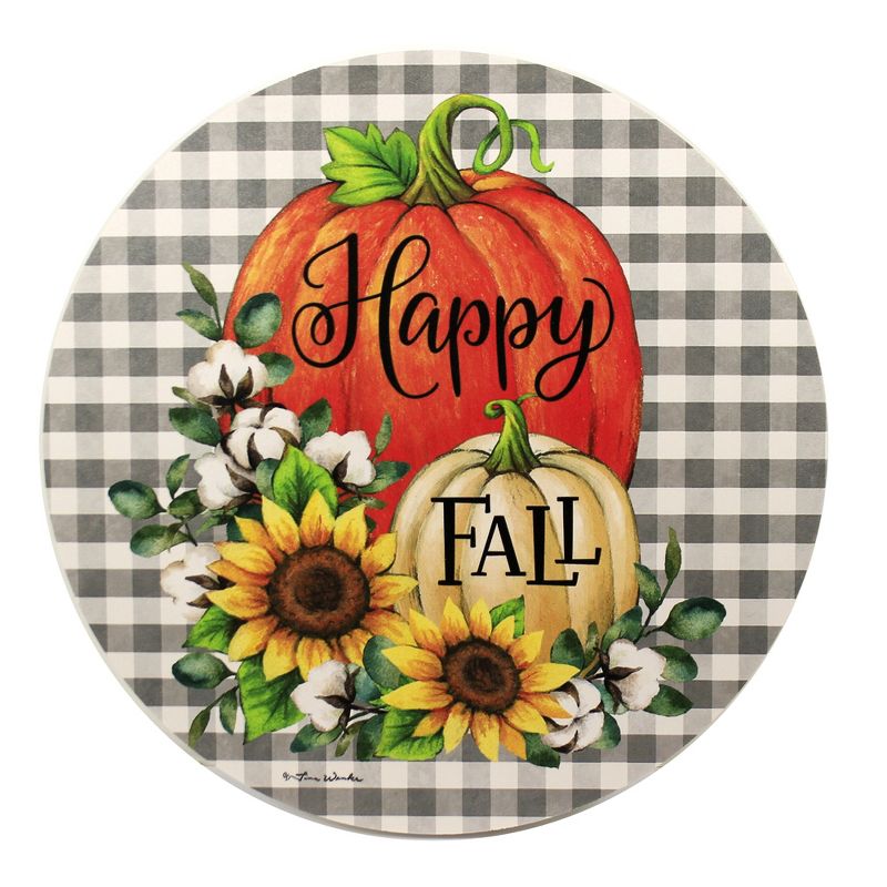 Home & Garden 12.0" Pumpkins & Cotton Stepping Ston Happy Fall Autumn Custom Decor  -  Stepping Stones And Pathways