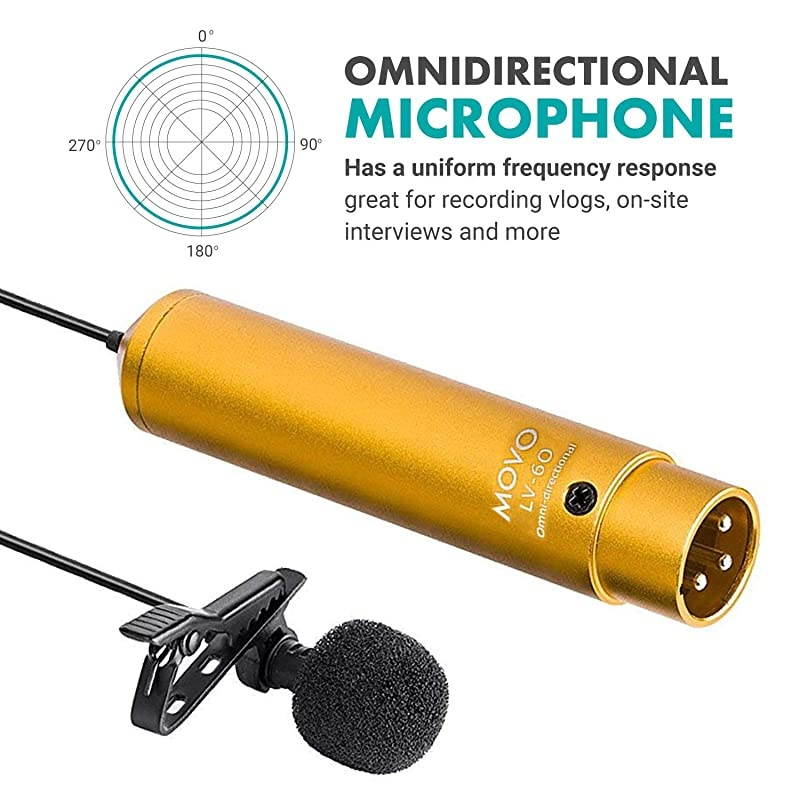 LV6 XLR Lavalier Microphone Set Omnidirectional Microphone and Cardioid Microphone 48v Phantom Powered