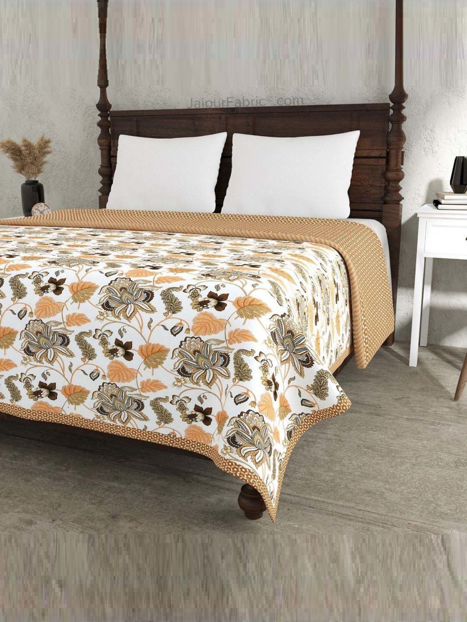 JaipurFabric Orange Mulmul Cotton 150 GSM Reversible Ac Dohar