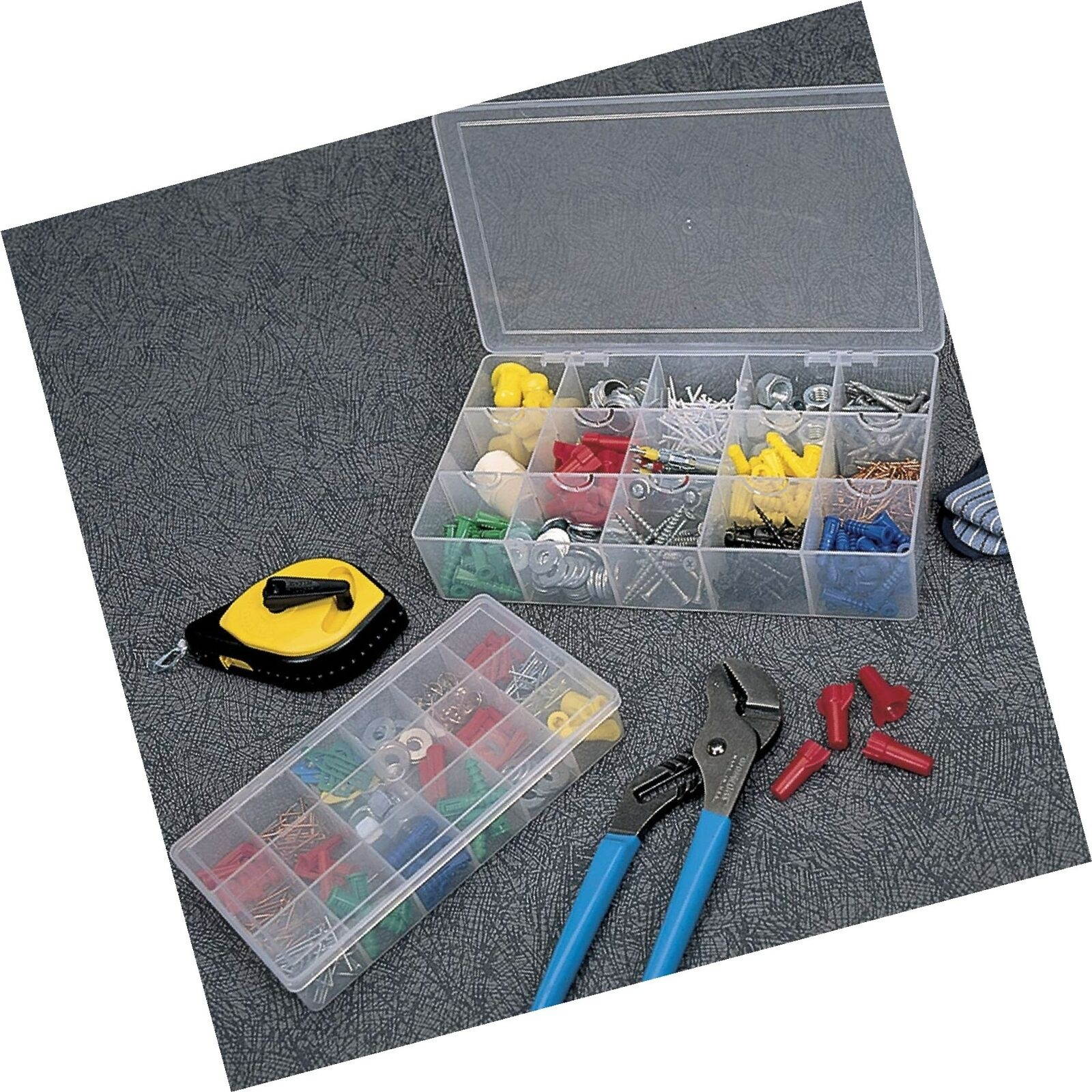 Akro-Mils 96352A Medium Utility Box Plastic Storage Case for Small Parts, Cle...