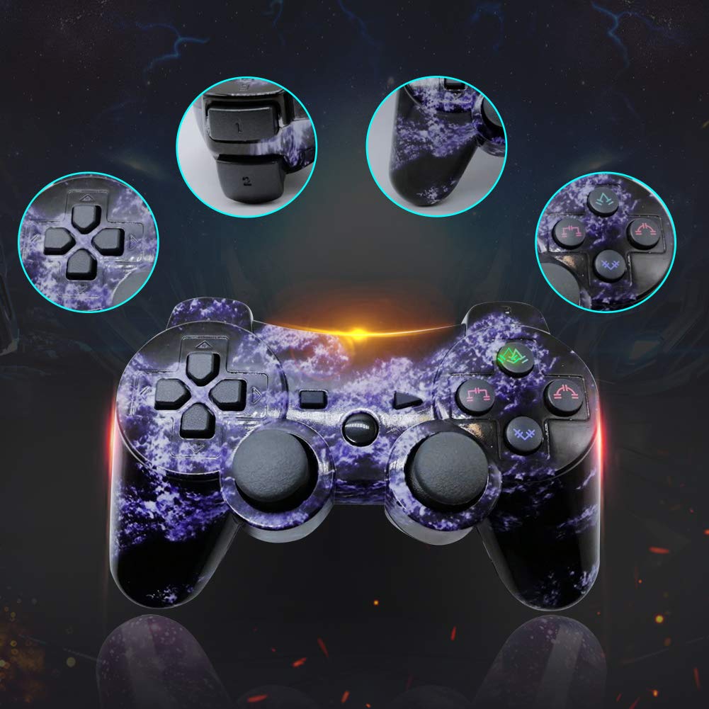 CHENGDAO PS3 Controller Wireless Dual Shock Gamepad for Sony Playstation 3 with Charging Cord (spindrift blue + bronze colour)