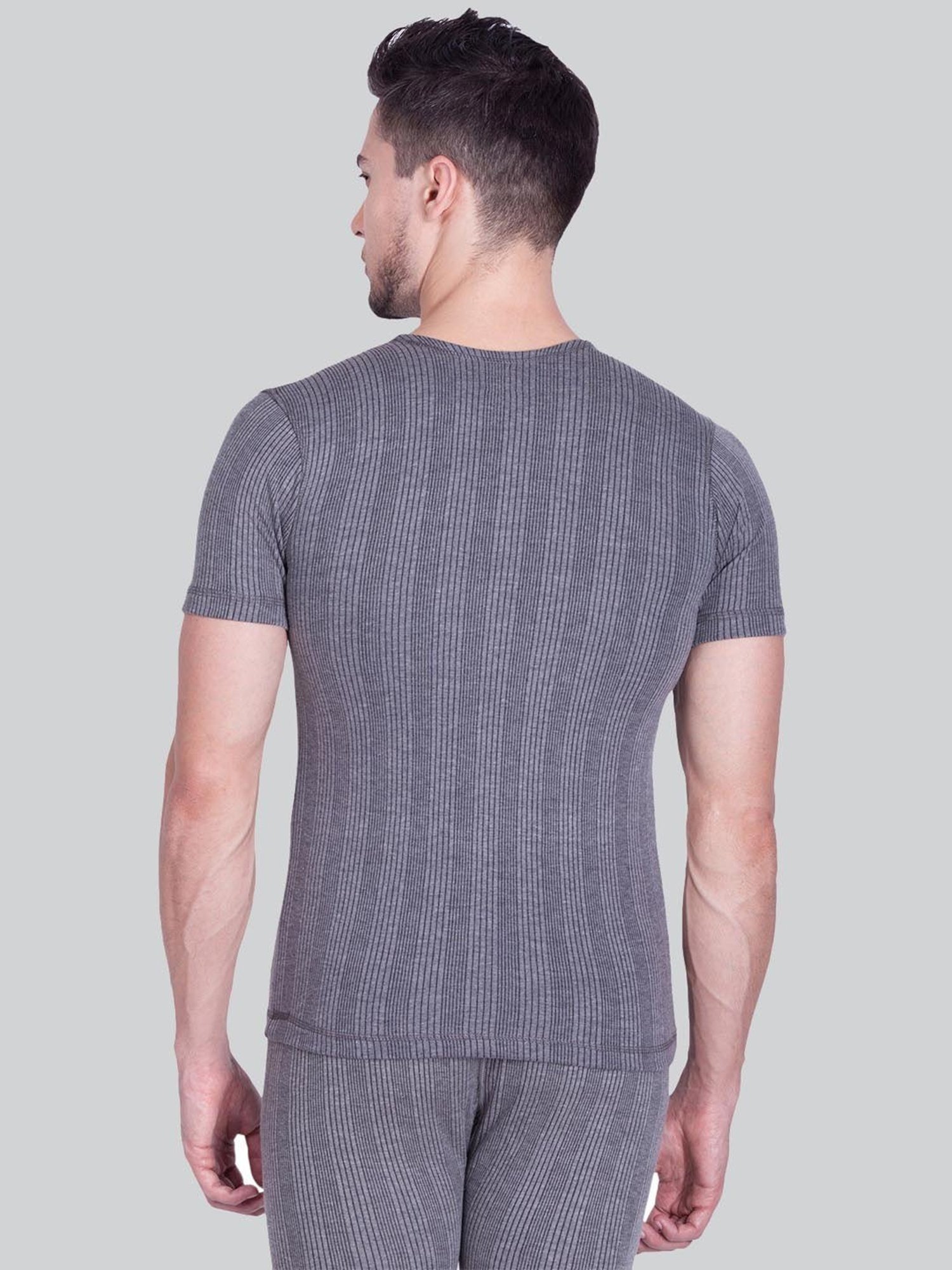 LUX Inferno Charcoal Skinny Fit Striped Thermal Top