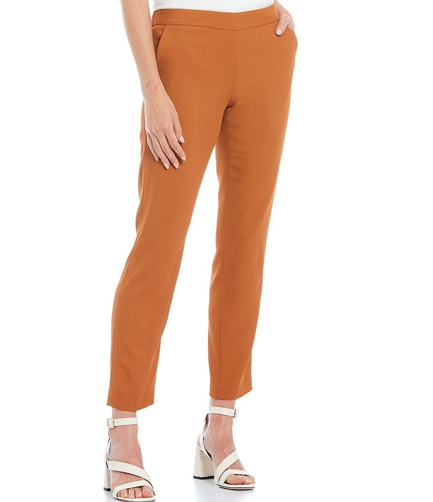 Calvin Klein Stretch Woven Slim Straight Leg Pull-On Pants