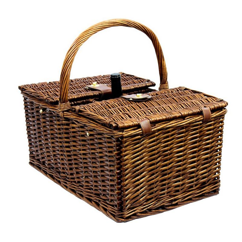 Picnic at Ascot Insulated Picnic Basket/Cooler Fully Equipped with Service for 2 - Trellis Green