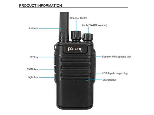 Walkie-Talkie USB 2pcs F8 2W 1500mAh 16-Channel Black Detachable Panel Fixed Antenna USB Integrated Charger Adult Analog Walkie-Talkie,WT02