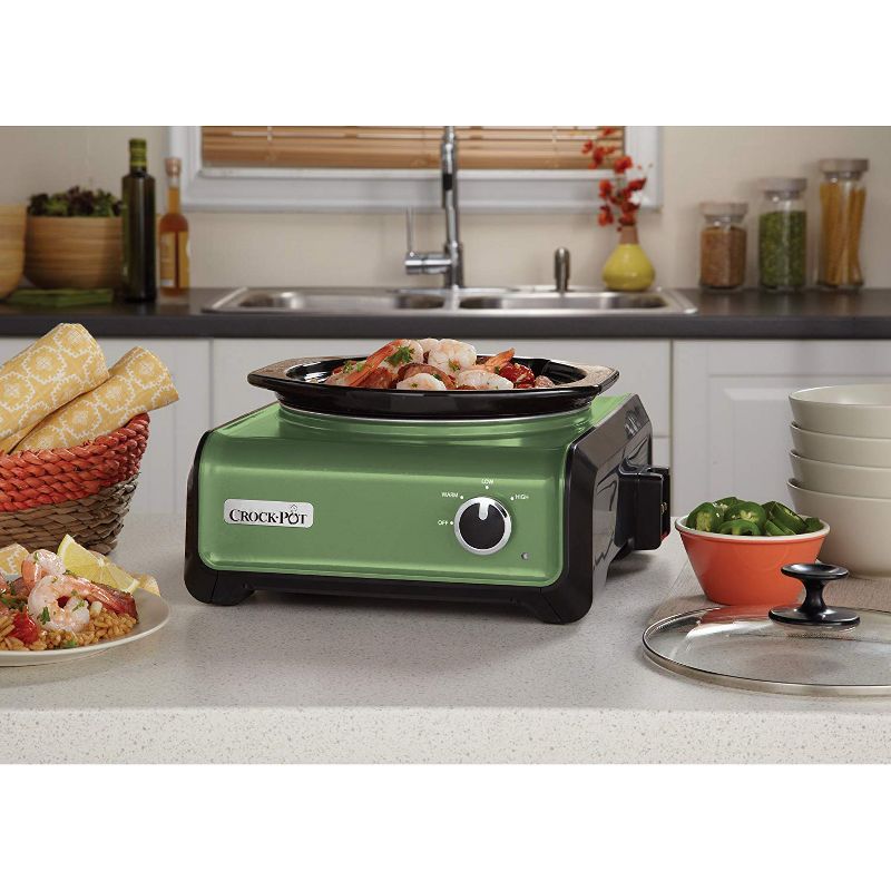 Crock-Pot Compact Hook Up Connectable Unit 2-Quart Crock Pot 3 Cooking Settings Entertainment System, Green