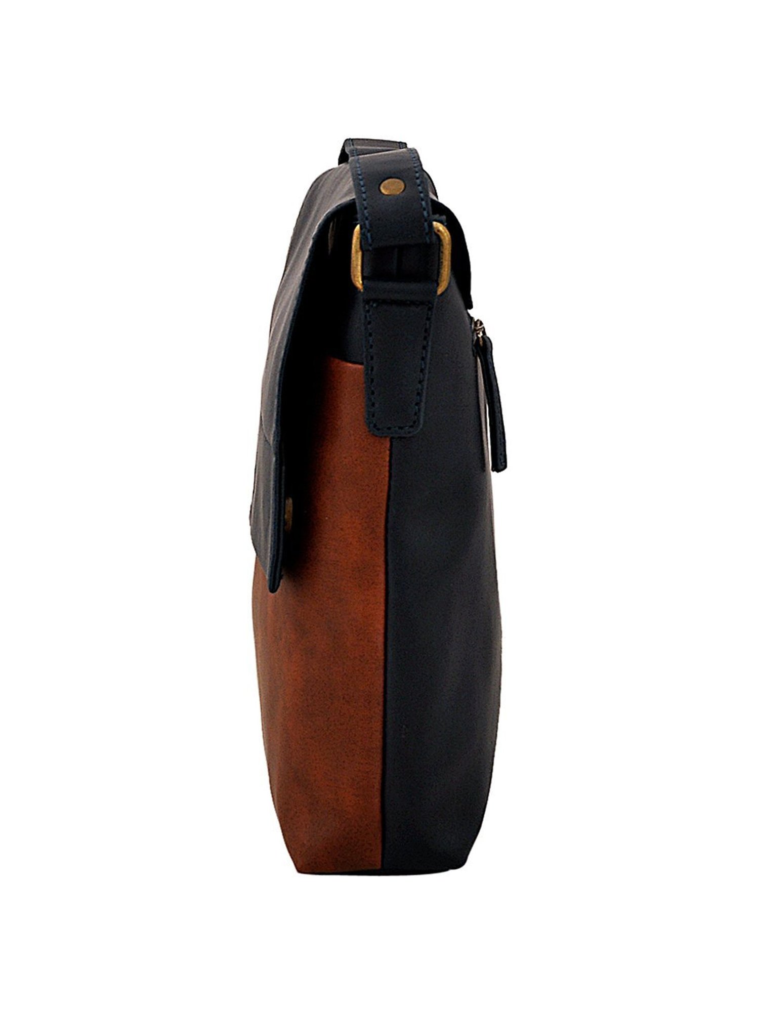 Yelloe Brown & Navy Solid Medium Cross Body Bag