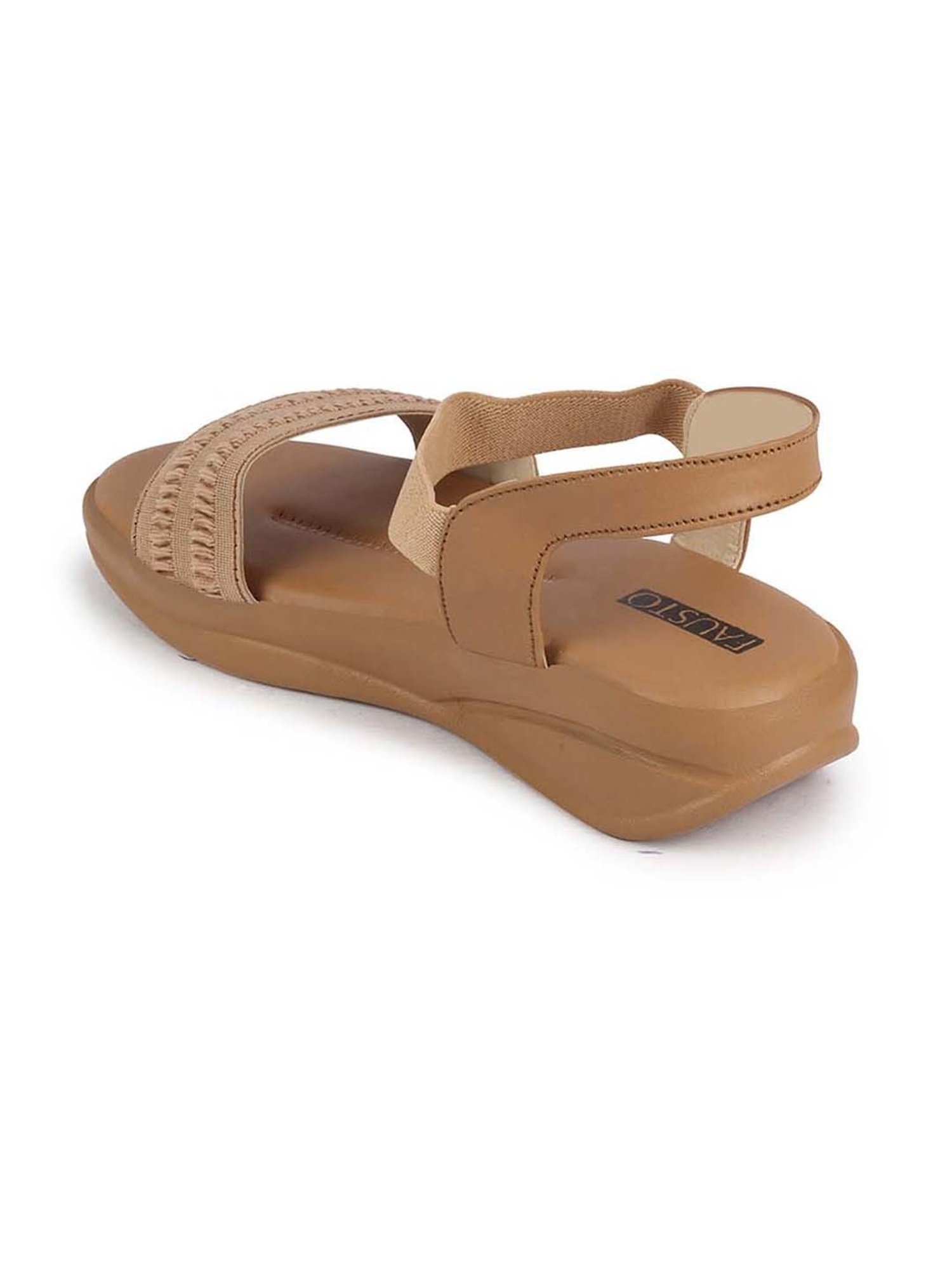 Fausto Women's Beige Ankle Strap Wedges