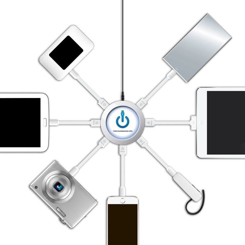 Limitless Innovations ChargeHub X7-7-Port USB Charger 2.4A per Port/44W for iPhone 7/6s/Plus, Samsung Galaxy S8/S7 & More - White