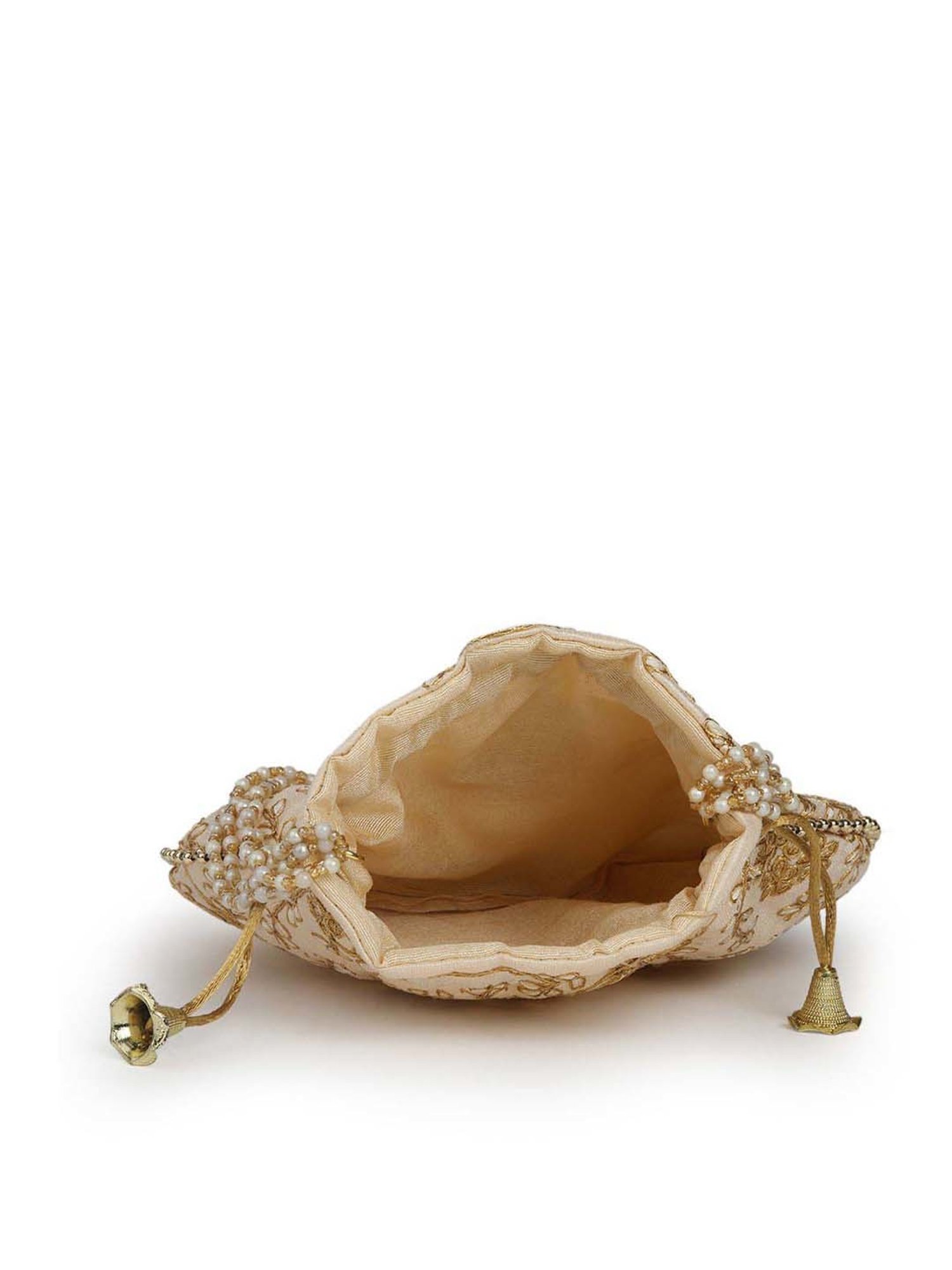 Gaurapakhi White Embroidered Potli