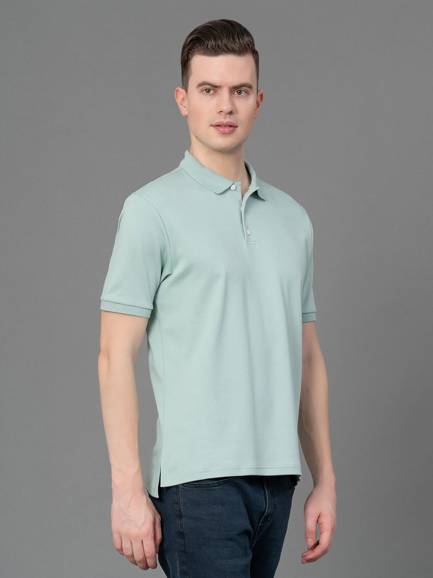 Red Tape Light Green Regular Fit Cotton Polo T-Shirt