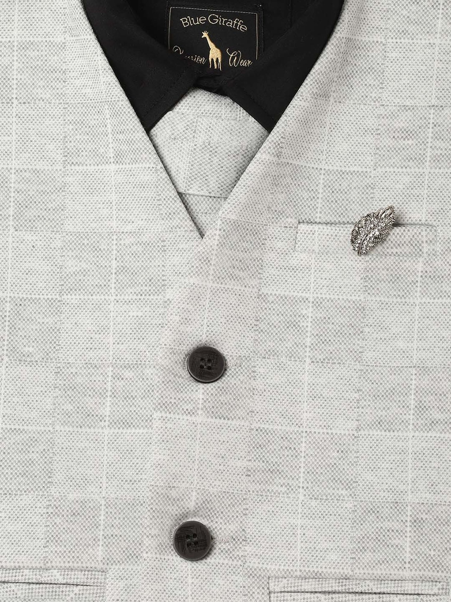 Blue Giraffe Kids Grey & Black Chequered Full Sleeves Shirt Set