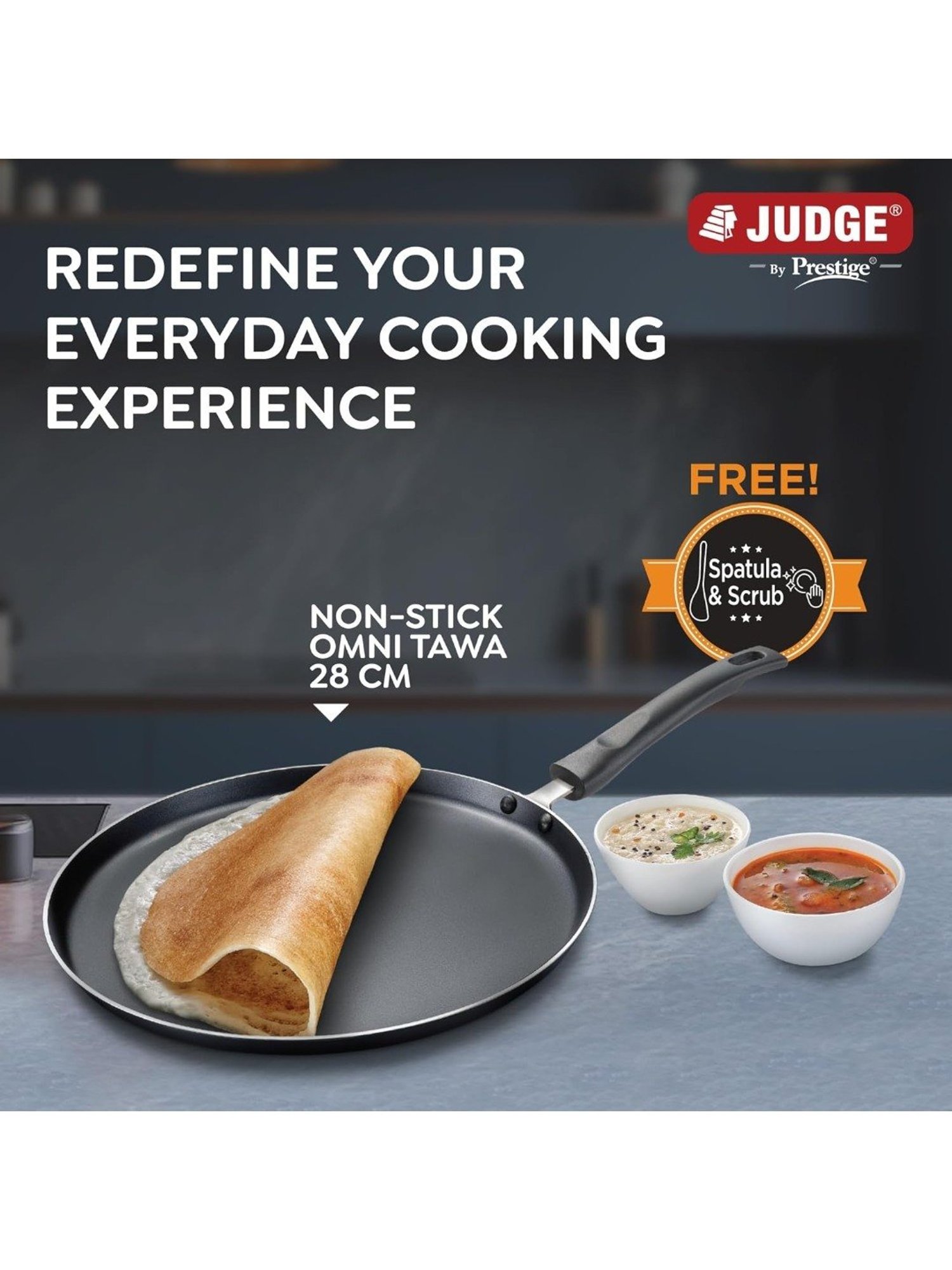 Judge by Prestige Everyday Black Aluminium Tawa 28 cm