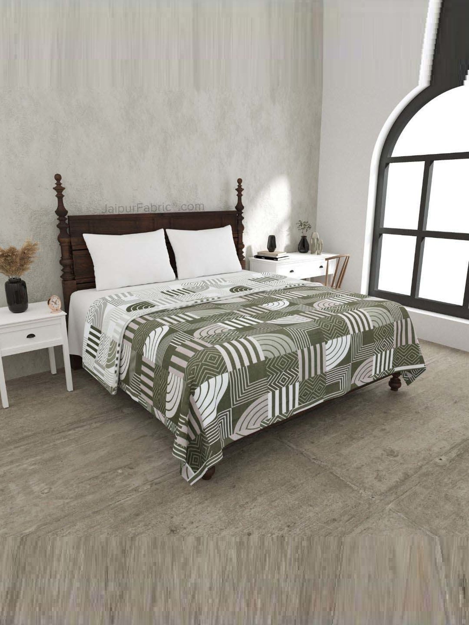 JaipurFabric Moss Green Mulmul Cotton 150 GSM Reversible Ac Dohar