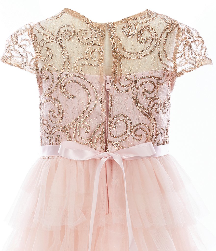 Laura Ashley Little Girls 2T-6X 3/4 Sleeve Rose & Butterfly Print Clip Dot Dress