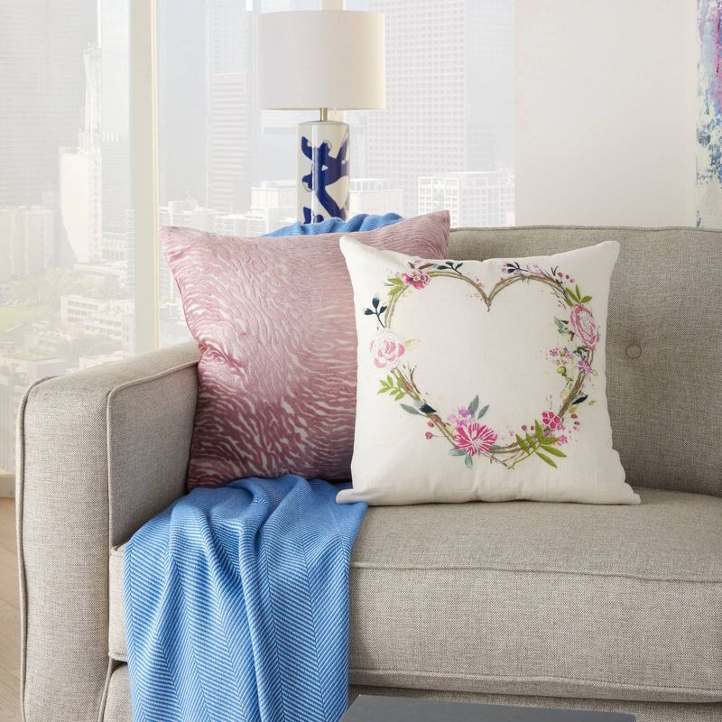 Life Styles Embroidered Heart Square Throw Pillow - Mina Victory