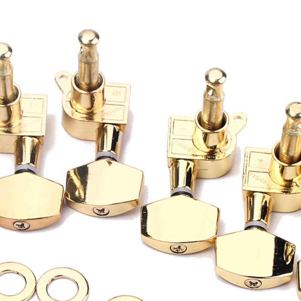 6 PCS 3L 3R Gilding Classical Guitar Tuning Pegs Keys Locking Tuner Machine Heads with Threaded Bushing Ferrules Screws Chrome Finish for Electric Guitar