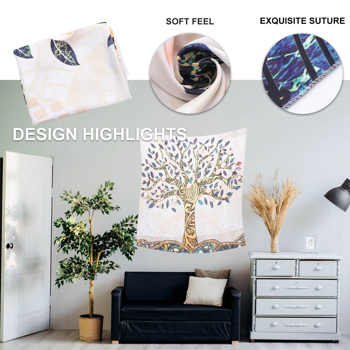 1Pc Wall Hanging Tapestry Bath Towel Decoration Printing Tapestry for Home