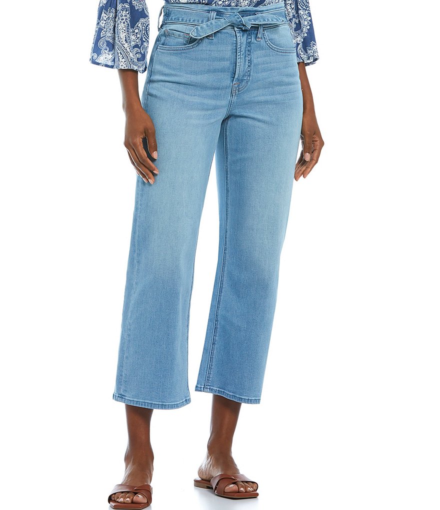 JEN7 by 7 for All Mankind Sash Tie Belt Wide-Leg Crop Jeans