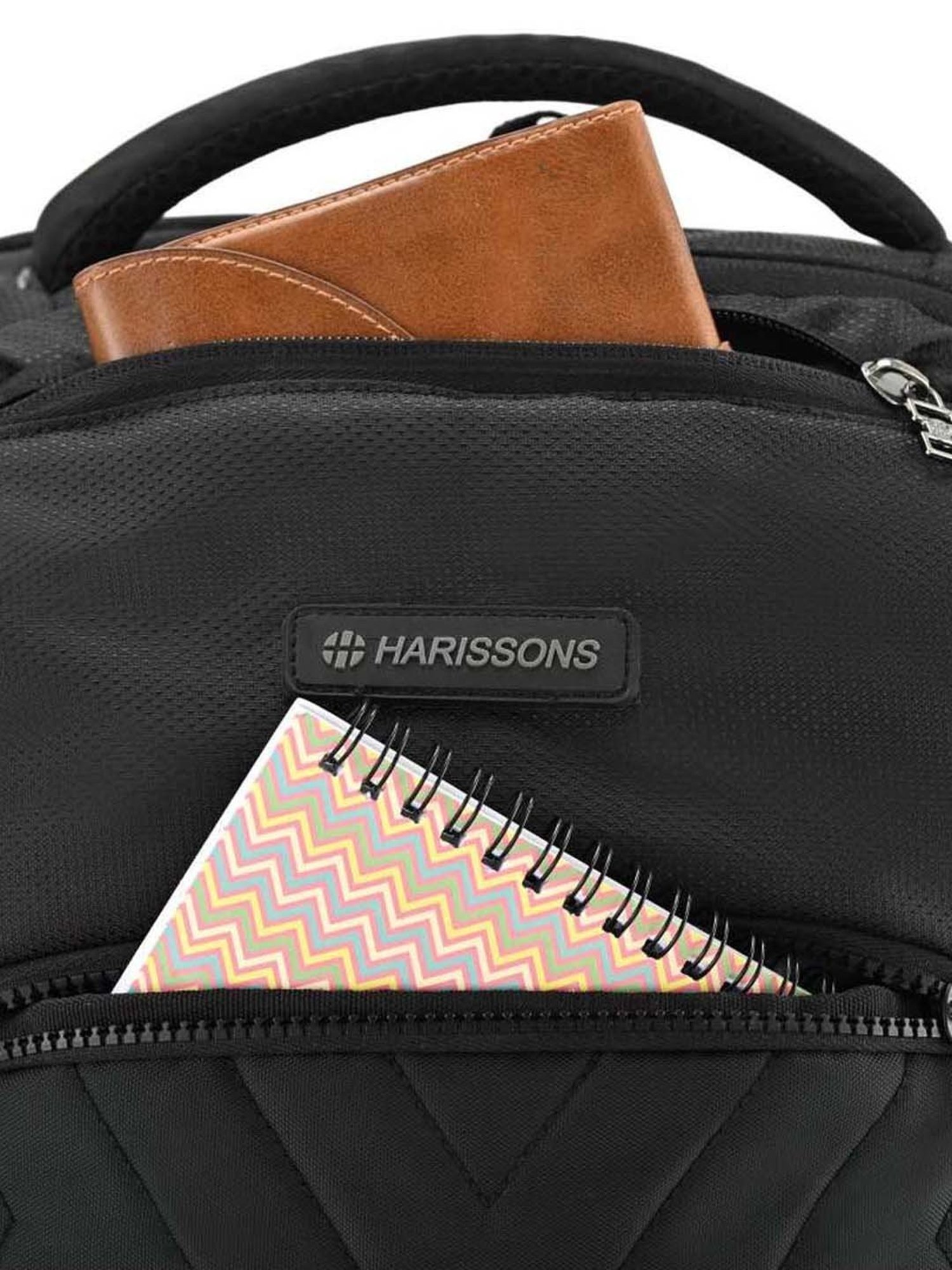 Harissons Nova Black Polyester Quilted Laptop Backpack - 26 Ltrs