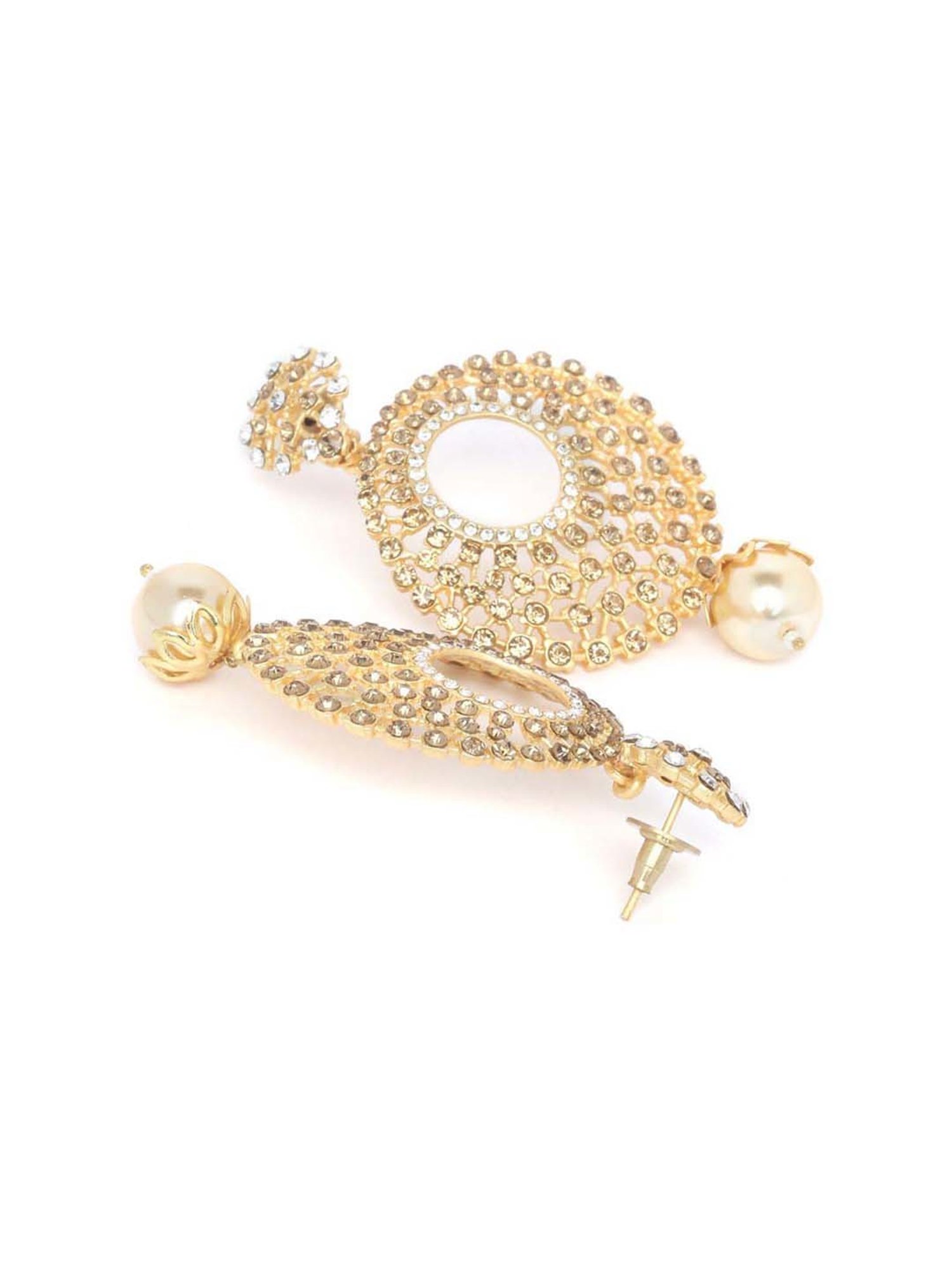 Panash Gold-Plated Handcrafted Crescent Shaped Dangler Earrings