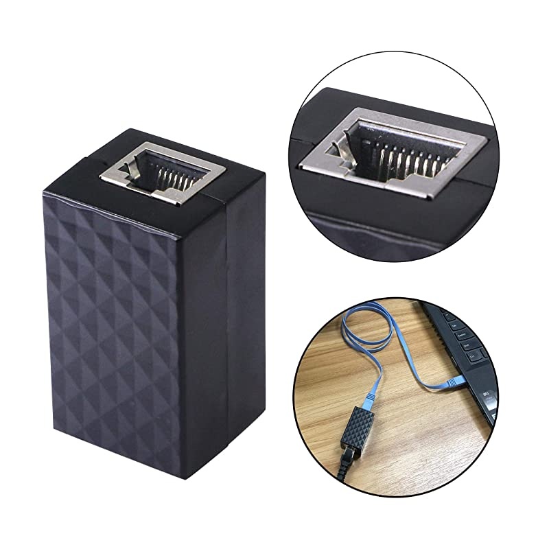 Ethernet Surge Protector RJ45 Coupler Female to Female Network Surge Protector Outdoor Arrester Protection Device Extension Adapter2Pack