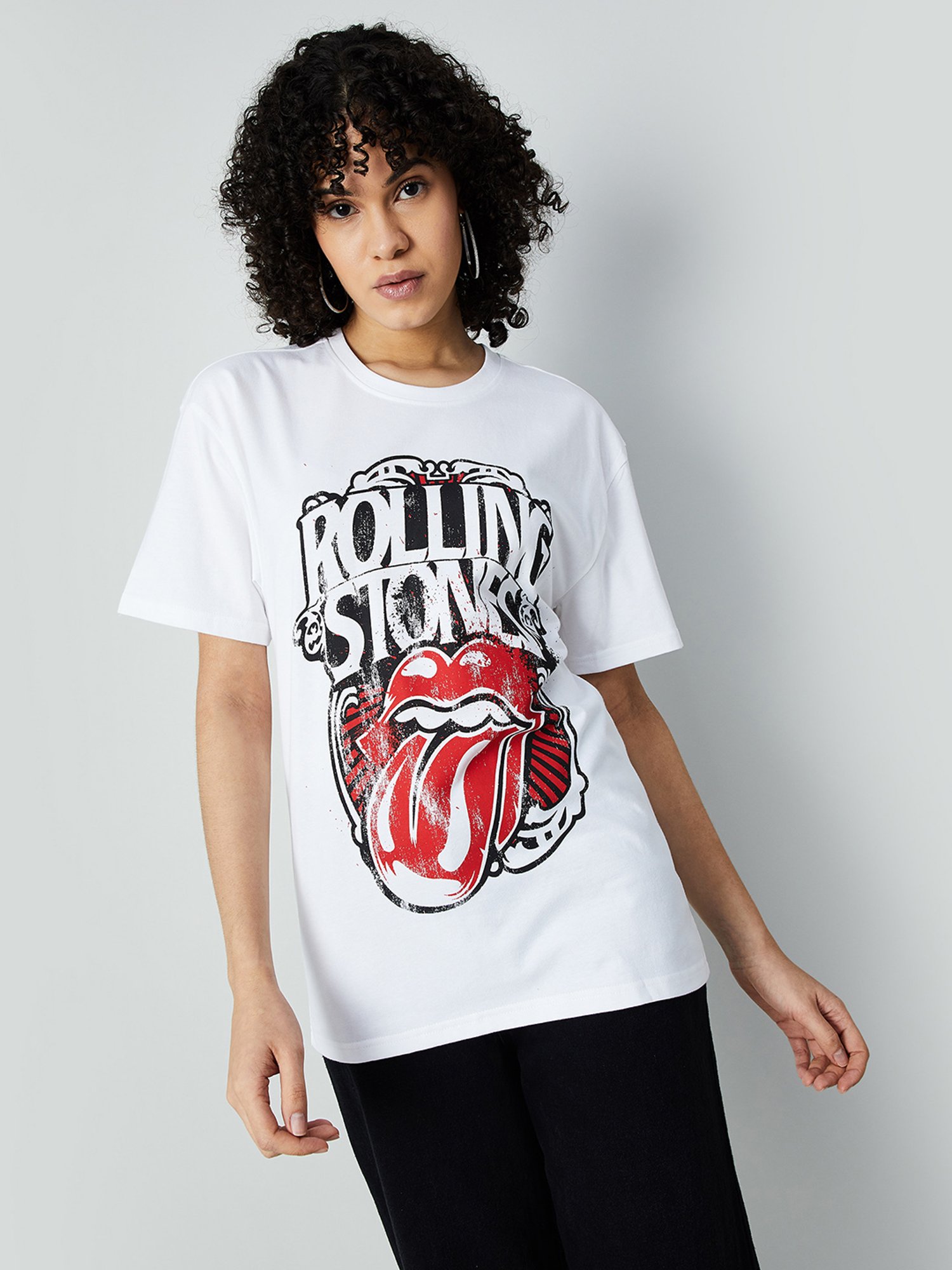 Ginger by Lifestyle White Cotton Graphic Print T-Shirt