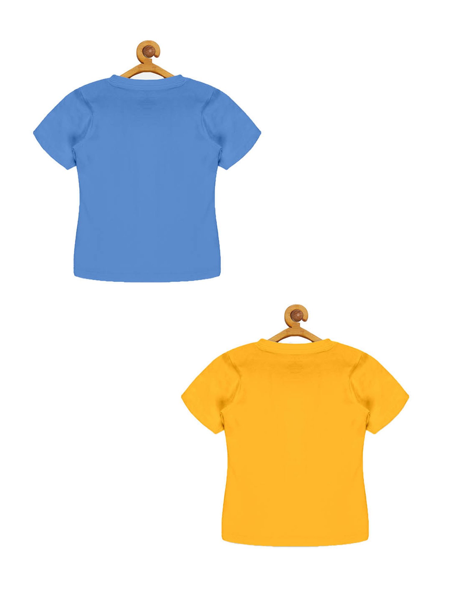 Kiddopanti Kids Yellow & Blue Printed T-Shirt (Pack Of 2)