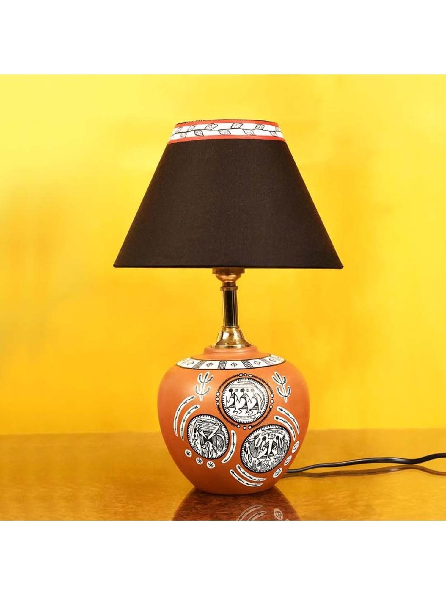 Unravel India Brown & Orange Terracotta Table Lamp - Set of 1