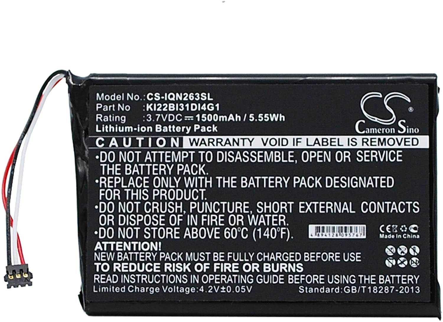 Replacement GPS Navigation Battery Part No.KI22BI31DI4G1 for Garmin 010-01188-02, 2689LMT, 2689LMT 6-inch, Nuvi 2639LMT, Nuvi 2639LMT 6-inch, Nuvi 2689LMT,1500mAh Li-ion