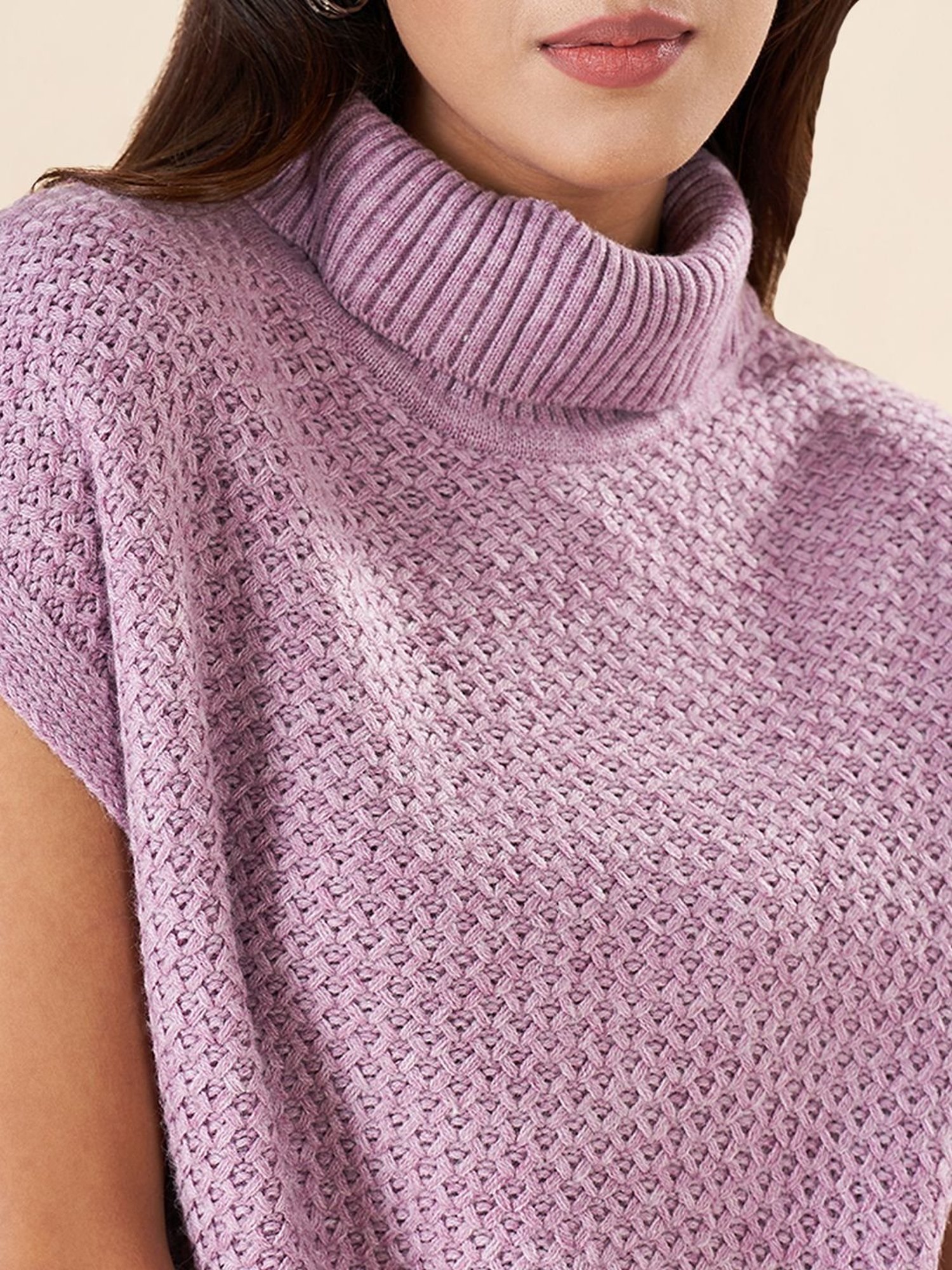 Akkriti by Pantaloons Purple Self Pattern Sweater