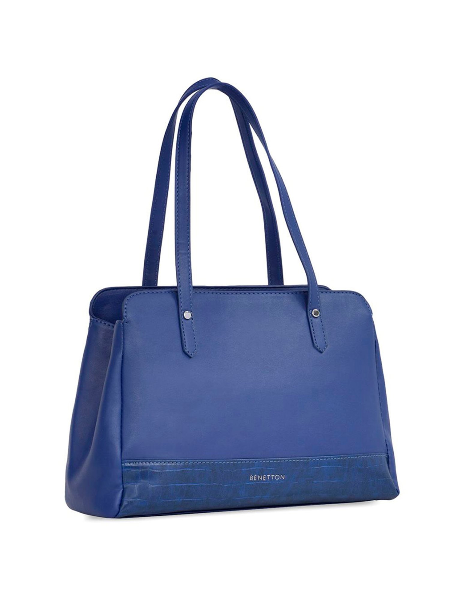 United Colors of Benetton Alina Navy PU Solid Shoulder Handbag