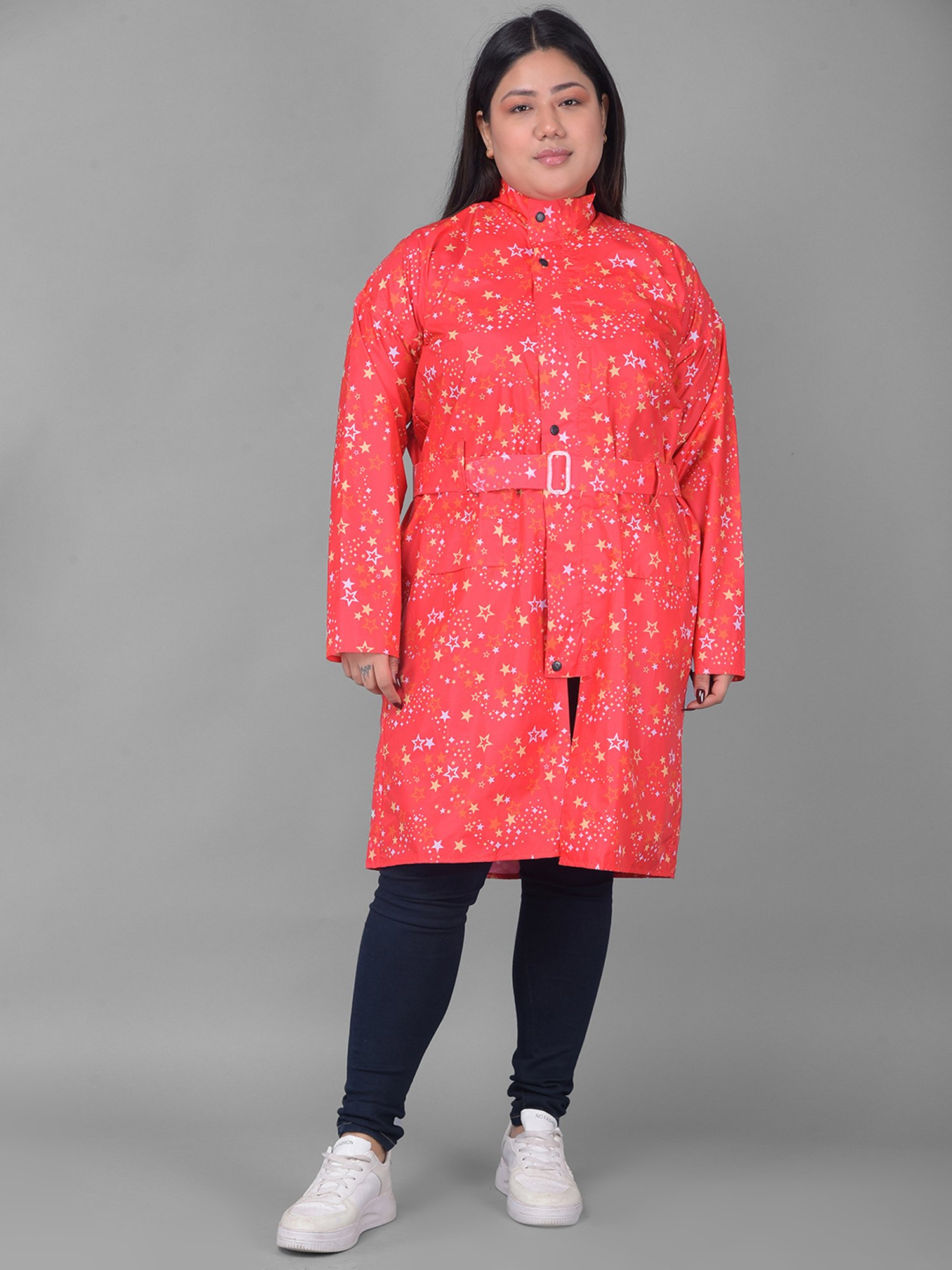 Dollar Red Printed Rain Jacket