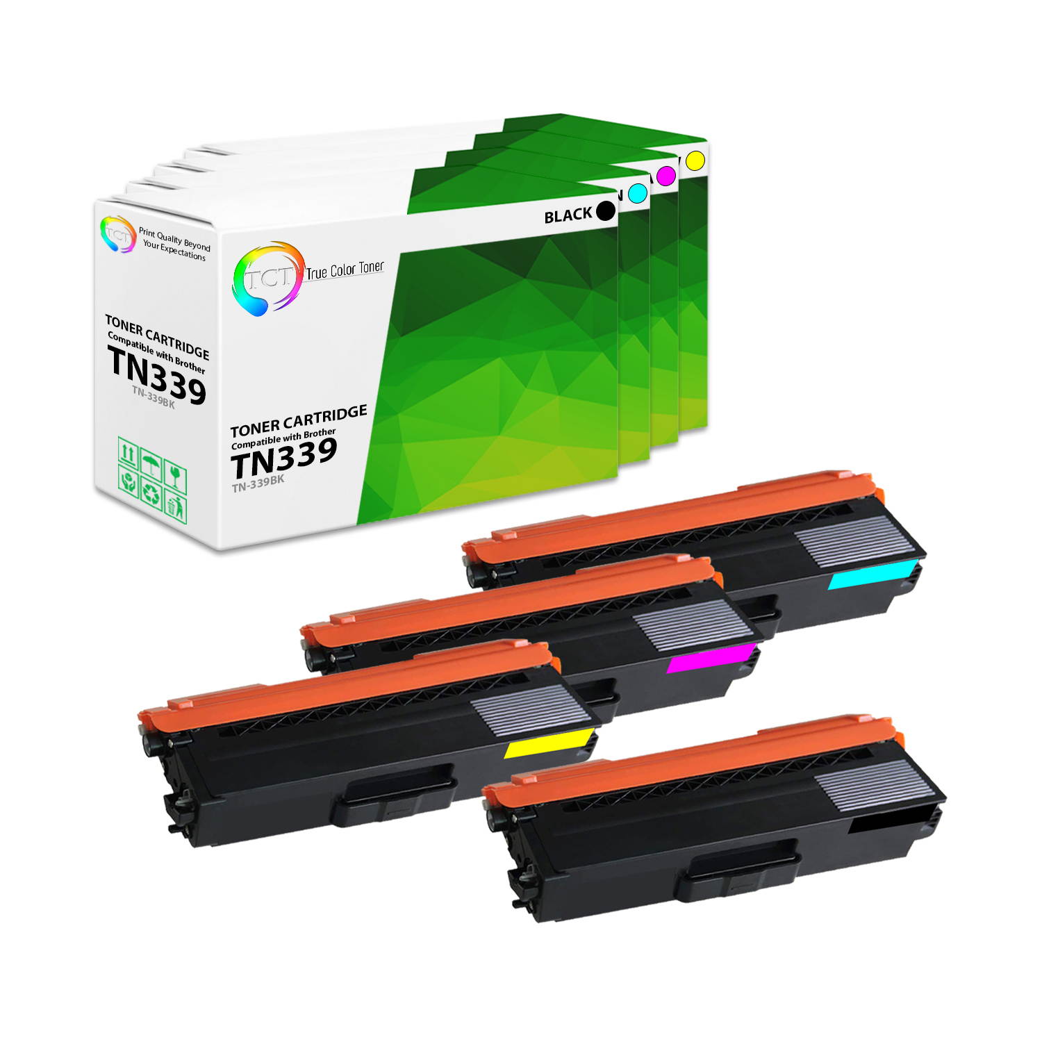 TCT Premium Compatible Toner Cartridge Replacement for Brother TN-339 TN339C TN339M TN339Y Super High Yield works with Brother HL-L9200, MFC-L9550 Printers (C, M, Y) - 3 Pack