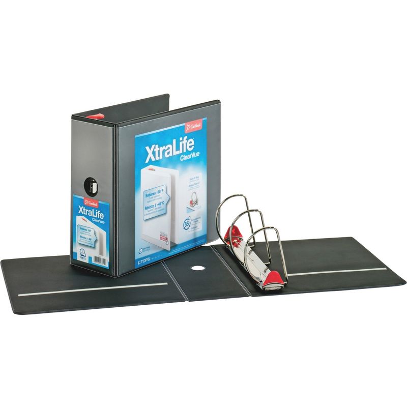 Cardinal Clearvue Binder D-Ring 5" Capacity 11"x8-1/2" Black 26351CB