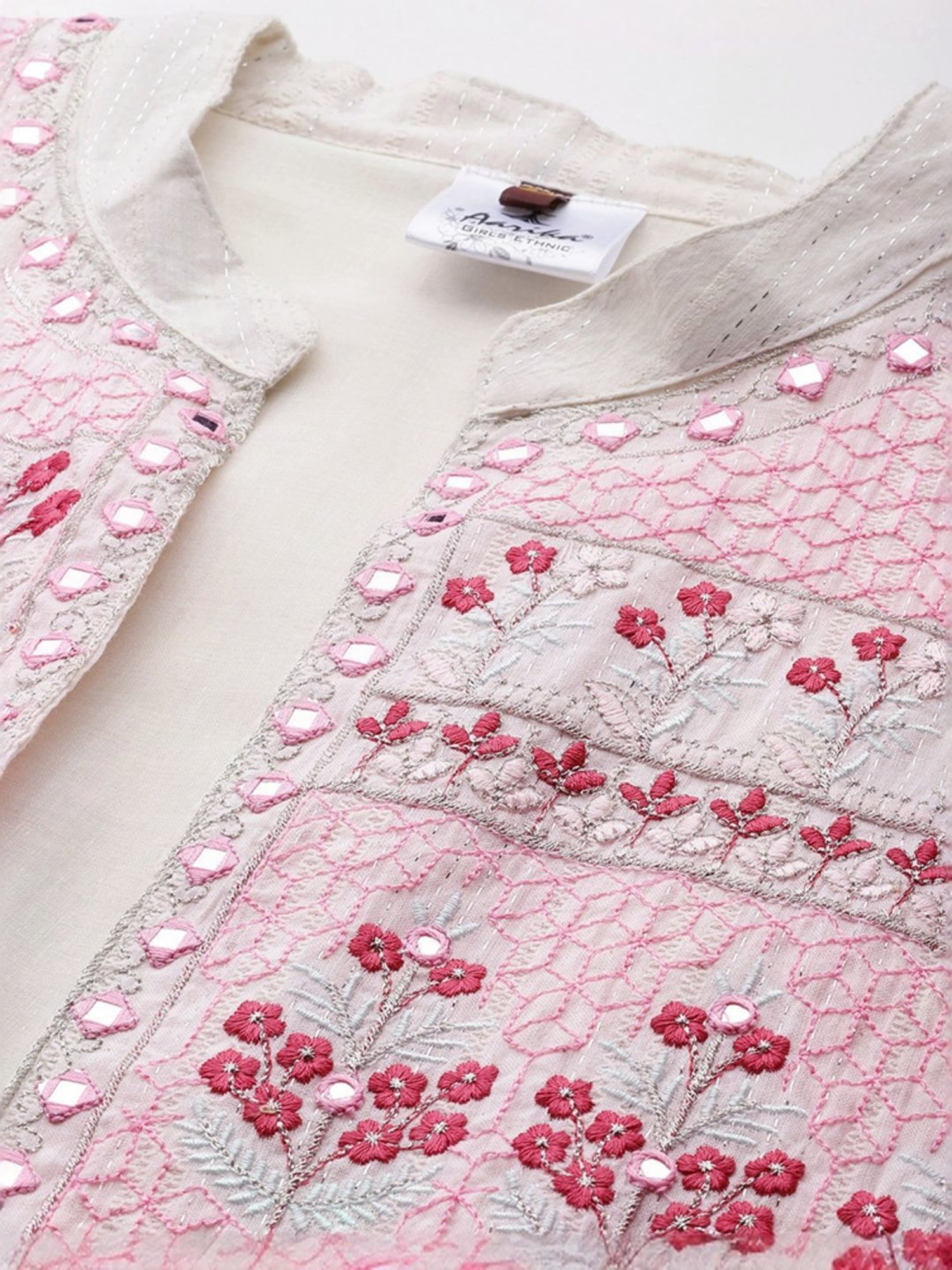 Aarika Beige Cotton Embroidered Shrug