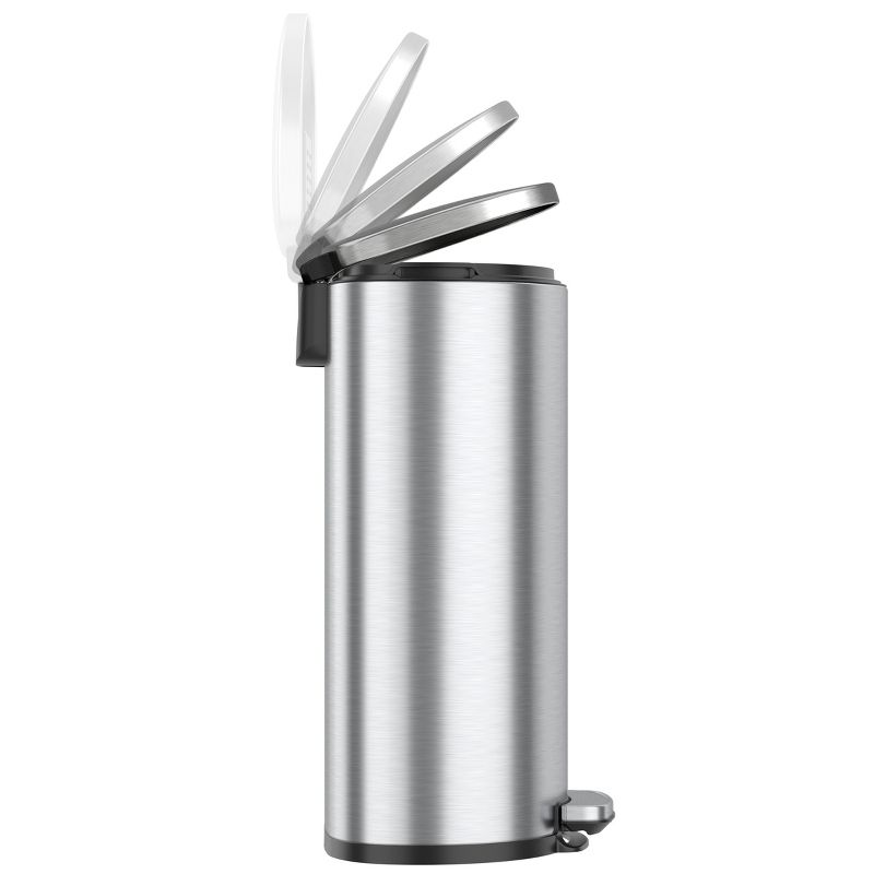 iTouchless Step Pedal Kitchen Trash Can with AbsorbX Odor Filter and Removable Inner Bucket 8 Gallon Semi-Round Stainless Steel