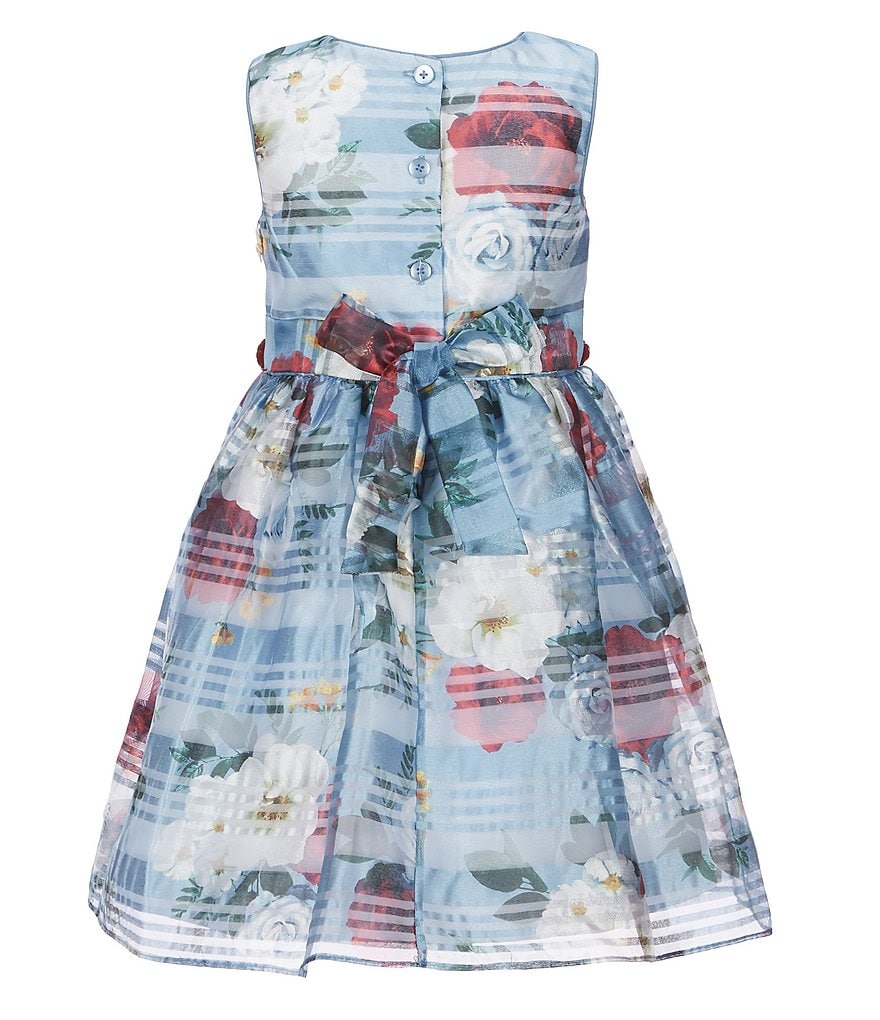 Laura Ashley Little Girls 2T-6X Floral Stripe Burnout Fit-And-Flare Dress